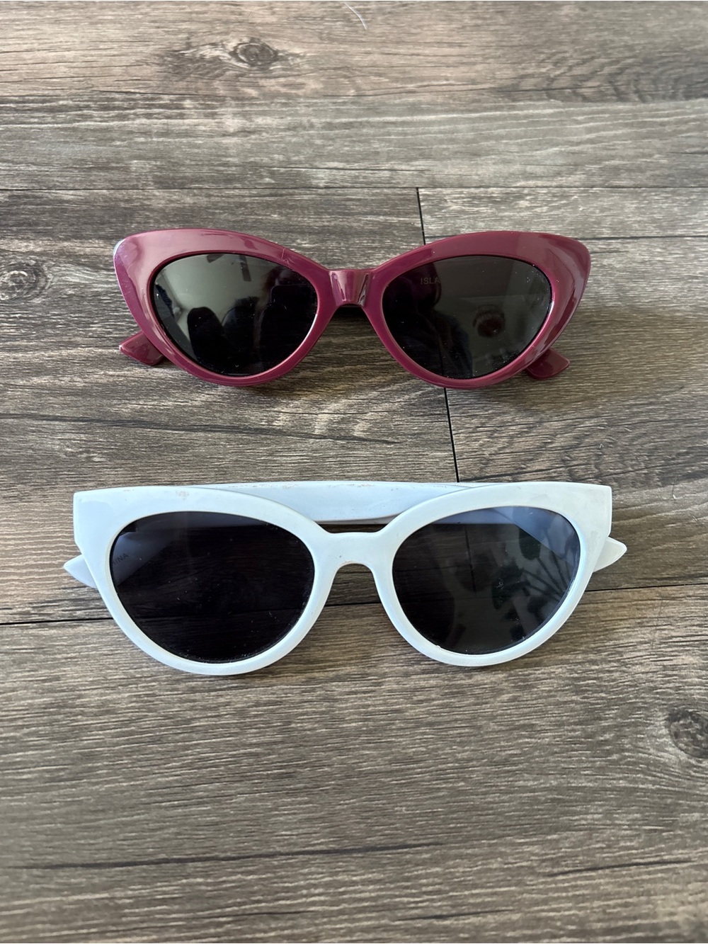 Eleventh Hour x Anthropologie Cat-Eye Sunglasses in Wine and White